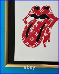 DEATH NYC Hand Signed LARGE Print COA Framed 16x20in Rolling Stones Tongue LV @