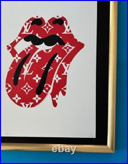 DEATH NYC Hand Signed LARGE Print COA Framed 16x20in Rolling Stones Tongue LV @