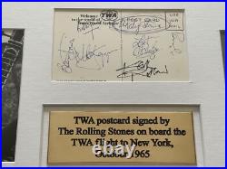 Framed 1965 Signed by The Rolling Stones TWA Postcard & Photos & Provenance Framed 1965 Signed by The Rolling Stones TWA Postcard & Photos & Provenance