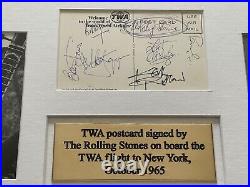 Framed 1965 Signed by The Rolling Stones TWA Postcard & Photos & Provenance