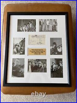 Framed 1965 Signed by The Rolling Stones TWA Postcard & Photos & Provenance