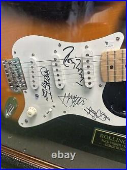 Framed Electric Guitar Autographed By All 4 Rolling Stones Members With COA