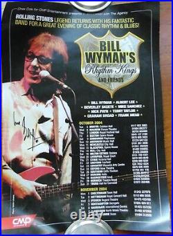 Genuine hand signed Bill Wyman poster of Rhythm Kings Tour. 100% original