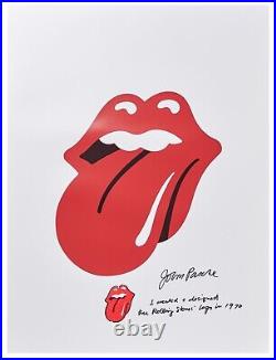 John Pasche Hand Drawn and Signed Tongue and Lips Rolling Stones Logo Art