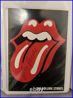 John Pasche signed postcard The Rolling Stones autograph Mick Jagger Ronnie Wood
