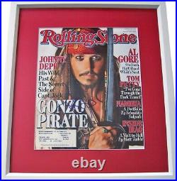 Johnny Depp autographed signed Pirates of Caribbean Rolling Stone cover FRAMED
