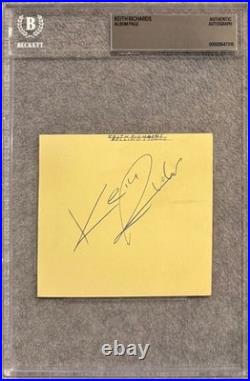 KEITH RICHARDS Autograph Signed 3x4 ALBUM PAGE ROLLING STONES BECKETT CERTIFIED