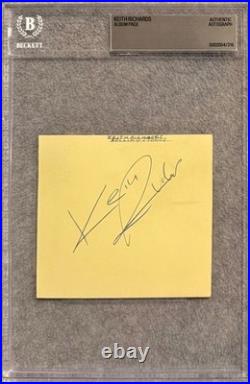 KEITH RICHARDS Autograph Signed 3x4 ALBUM PAGE ROLLING STONES BECKETT CERTIFIED