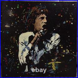Kat Signed Mick Jagger Original Rolling Stones Painting On Canvas Coa
