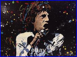 Kat Signed Mick Jagger Original Rolling Stones Painting On Canvas Coa