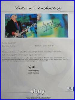 Keith Richards Autographed Hand Signed 16x20 Canvas Rolling Stones GA Letter