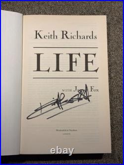 Keith Richards Hand Signed Music Book LIFE Rolling Stones & PSA QO Card + COA