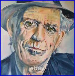 Keith Richards Rolling Stones Original Oil Painting 24×24