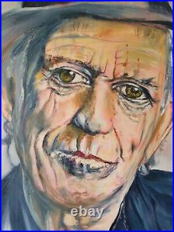 Keith Richards Rolling Stones Original Oil Painting 24×24