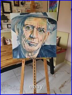 Keith Richards Rolling Stones Original Oil Painting 24×24