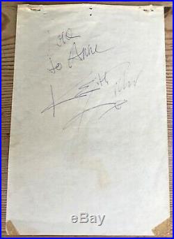 Keith Richards Rolling Stones Signed Vintage 1960s Autographed Page