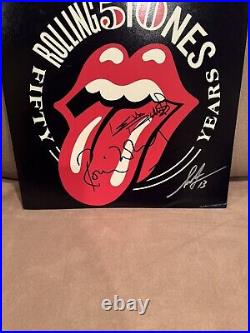 Keith Richards Ronnie Wood Rolling Stones Signed 12 X 12 Flat JSA Shepard Fairey