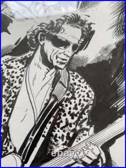 Keith richards Rolling Stones Original art signed picture Framed 11.5 X 15