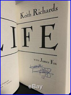 LIFE BY KEITH RICHARDS FIRST EDITION 2010- SIGNED HCDJ Rolling Stones Autograph