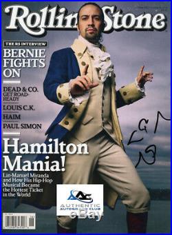 Lin Manuel Miranda Autograph Signed Rolling Stones Magazine Hamilton Coa