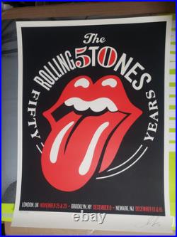 Lithograph Rolling Stones 50 Years Shepard Fairy Signed Numbered Genuine