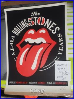 Lithograph Rolling Stones 50 Years Shepard Fairy Signed Numbered Genuine
