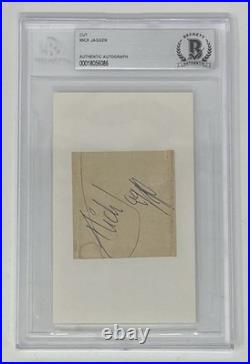 MICK JAGGER Signed Autograph Cut Rolling Stones Beckett Slab and JSA LOA COA