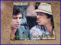 MICK JAGGER autographed 1980s vg++ Rolling Stones Waiting On A Friend sleeve 45