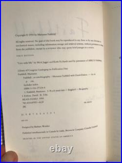 Marianne Faithfull Signed An Autobiography Hc Book 1st Edition Rolling Stones