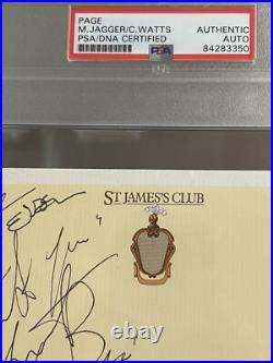 Mick Jagger Autograph with Charlie Watts (PSA) Rolling Stones St James Club London