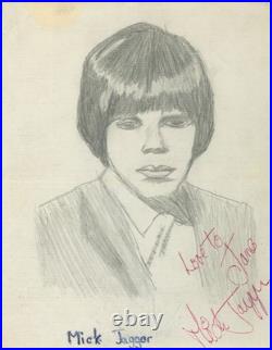 Mick Jagger Autographed Fan made Sketch 1963
