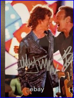 Mick Jagger / Bruce Springsteen Signed 8x10 COA WithMatching Numbered Sticker