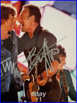 Mick Jagger / Bruce Springsteen Signed 8x10 COA WithMatching Numbered Sticker