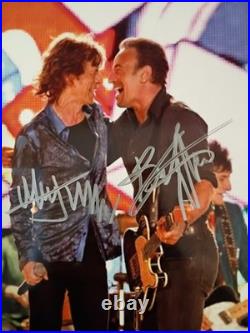 Mick Jagger / Bruce Springsteen Signed 8x10 COA WithMatching Numbered Sticker