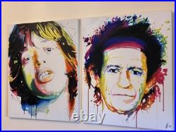 Mick Jagger Keith Richards Rolling Stones Original Acrylic Paintings 19.5×23.5