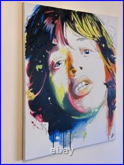 Mick Jagger Keith Richards Rolling Stones Original Acrylic Paintings 19.5×23.5