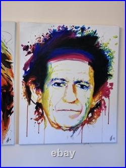 Mick Jagger Keith Richards Rolling Stones Original Acrylic Paintings 19.5×23.5