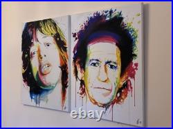 Mick Jagger Keith Richards Rolling Stones Original Acrylic Paintings 19.5×23.5