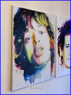 Mick Jagger Keith Richards Rolling Stones Original Acrylic Paintings 19.5×23.5