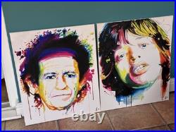 Mick Jagger Keith Richards Rolling Stones Original Acrylic Paintings 19.5×23.5