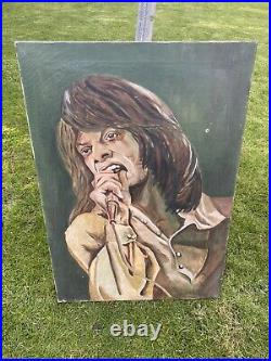 Mick Jagger Original Oil Painting Signed 1974 On Canvas Pop Art rolling Stones