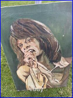 Mick Jagger Original Oil Painting Signed 1974 On Canvas Pop Art rolling Stones