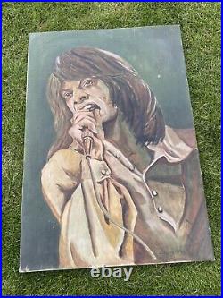 Mick Jagger Original Oil Painting Signed 1974 On Canvas Pop Art rolling Stones