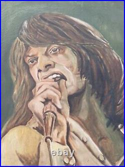 Mick Jagger Original Oil Painting Signed 1974 On Canvas Pop Art rolling Stones