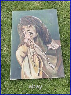 Mick Jagger Original Oil Painting Signed 1974 On Canvas Pop Art rolling Stones