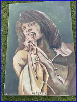 Mick Jagger Original Oil Painting Signed 1974 On Canvas Pop Art rolling Stones