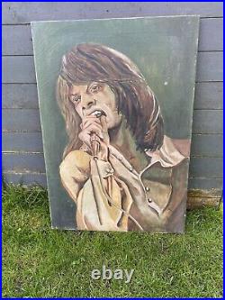 Mick Jagger Original Oil Painting Signed 1974 On Canvas Pop Art rolling Stones