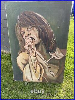 Mick Jagger Original Oil Painting Signed 1974 On Canvas Pop Art rolling Stones