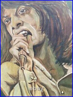 Mick Jagger Original Oil Painting Signed 1974 On Canvas Pop Art rolling Stones