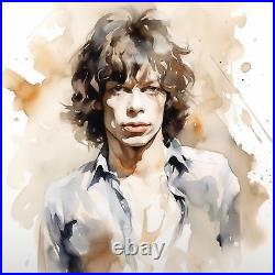 Mick Jagger Rolling Stones 12X12 PRINT of Watercolor SIGNED & NUMBERED LTD 25